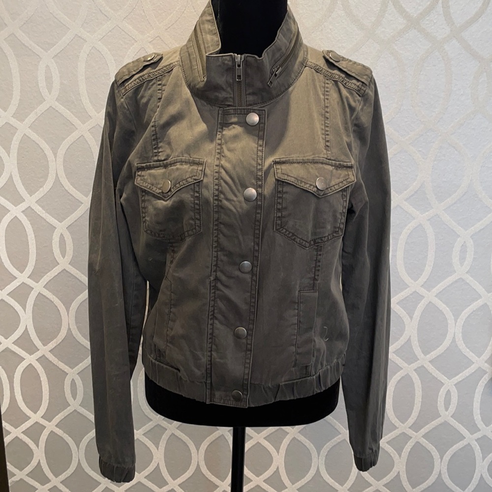 Rubbish grey zip up button jacket